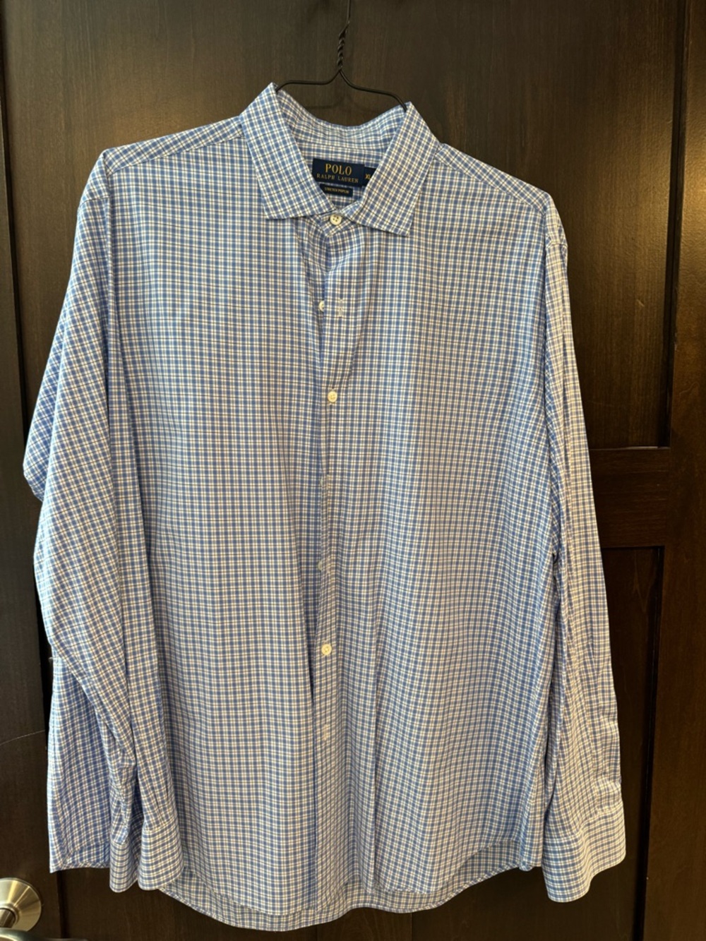 Ralph Lauren Blue and White Checked Dress Shirt